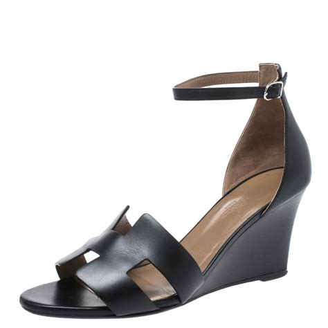 wedge hermes sandals|Hermes sandals with ankle strap.